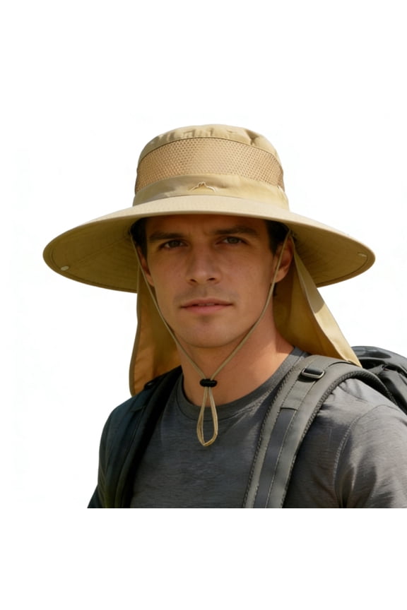 Unisex Sun Hat for Men & Women - UPF 50+ Waterproof Wide Brim Bucket Hat with Neck Flap, Suitable for Fishing, Hiking, Safari