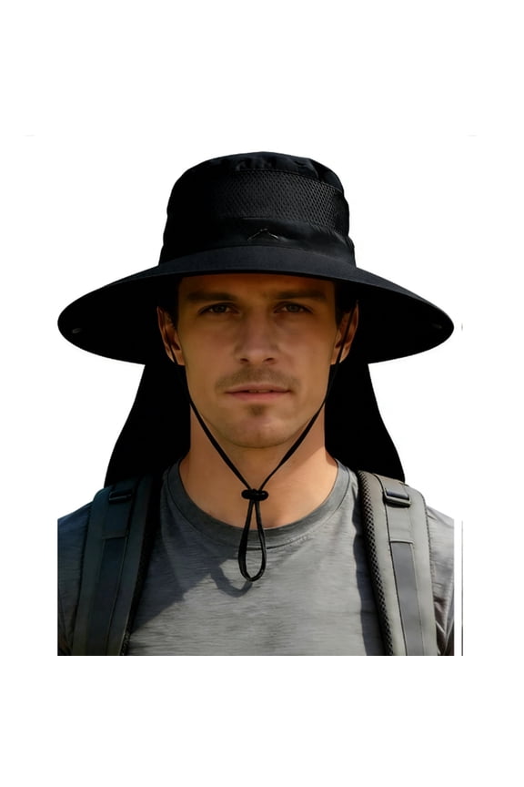 Unisex Sun Hat for Men & Women - UPF 50+ Waterproof Wide Brim Bucket Hat with Neck Flap, Suitable for Fishing, Hiking, Safari