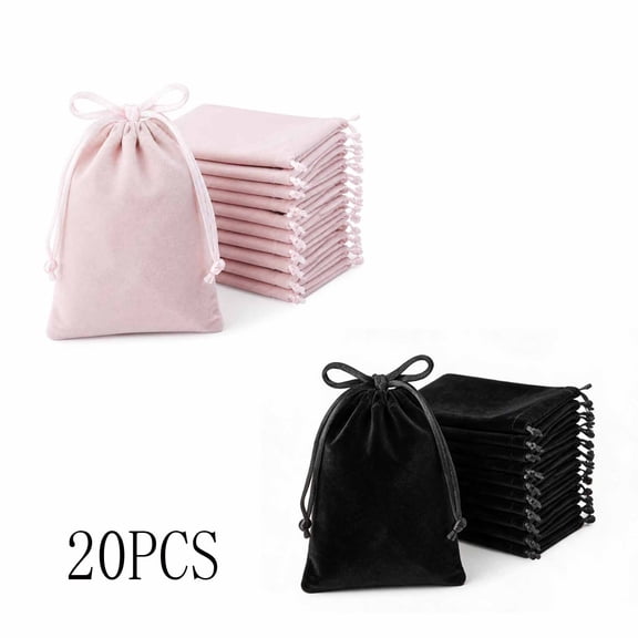 zrova Velvet Drawstring Gift Bags with Cord, 20 Pack Jewelry Pouches, Soft Cloth Storage Bags for Wedding Christmas Party Favors, Small Coin Purse Organizer