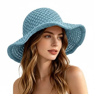zrova Women Wide Brim Floppy Straw Sun Hat, Packable UV Protection Summer Beach Bucket Hat