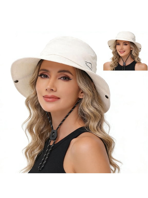 Women's 2-in-1 Zip-Off Sun Visor Bucket Hat - UPF 50+ UV Protection Wide Brim Safari Fishing Hat