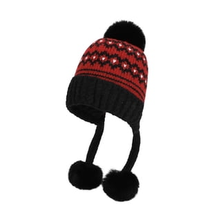 zrova Women's Winter Beanie with Fleece Lining & Pom Pom, Cute Earflap Knit Hat for Snow Skiing & Outdoor Cold Weather