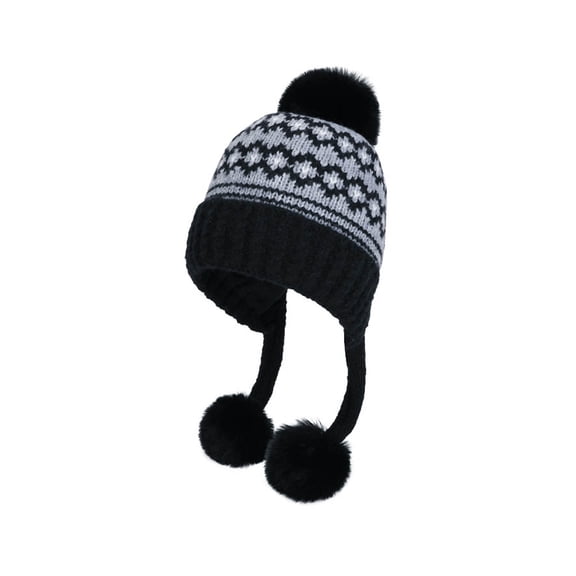 zrova Women's Winter Beanie with Fleece Lining & Pom Pom, Cute Earflap Knit Hat for Snow Skiing & Outdoor Cold Weather