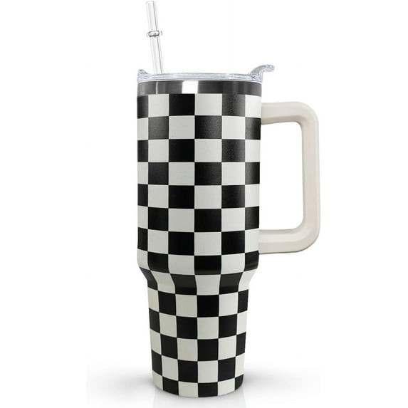 zrshfbxas36 40 Oz Black and white Checkered Tumbler