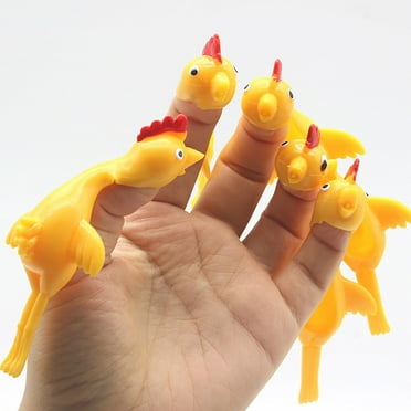 zsyiiiiii 3Pcs Rubber Chicken Flick Chicken Flying Chicken Flingers Stretchy Toy Little Plushies Toyfake Hand Tiny Resin Animals Mini Finger Puppets Tiny Figures To Hide Weird Stuffed Animals Finger
