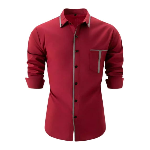 Dwaogom Men Casual Fashion Turn-down Collar Long Sleeve Breathable Shirt Blouse Tops Men's Summer Beach Fashion Tanks Cotton Graphic Mens Tshirts Cotton Pack