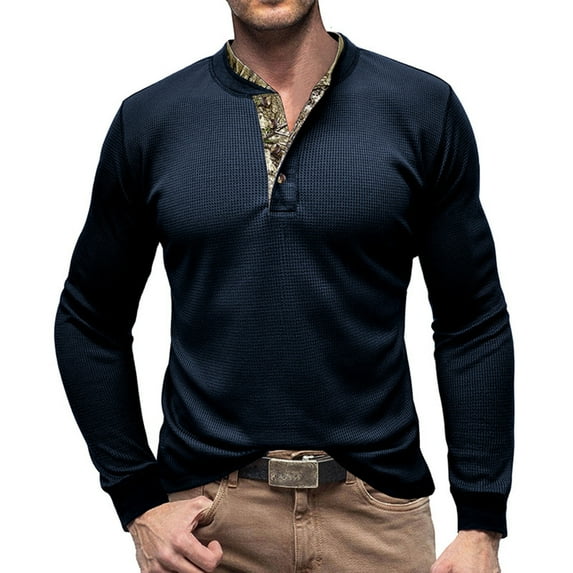 Dwaogom Men Long-Sleeve Beefy Muscle Basic Pure Color Blouse Tee Shirt Long Sleeve Round-Neck Blouses & Shirts Fashion Printed Graphic Tee White Formal Shirt For Men