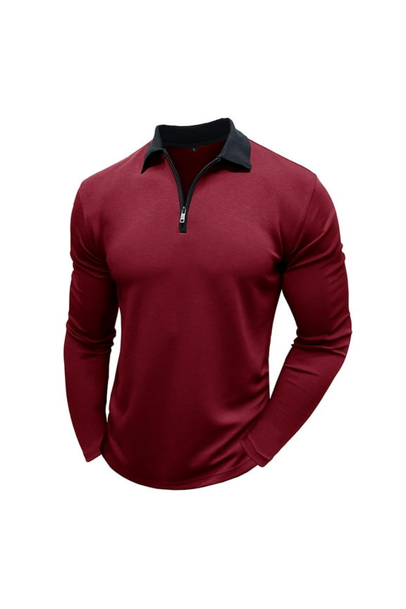 Men's Long Sleeve Stand Collar Zipper Pullover T-Shirt Solid Bottoming Shirt Top Collar Men's Trendy Casual Stylish Shirt Guy Wearing Tank Top Baggy Tank Top For Men