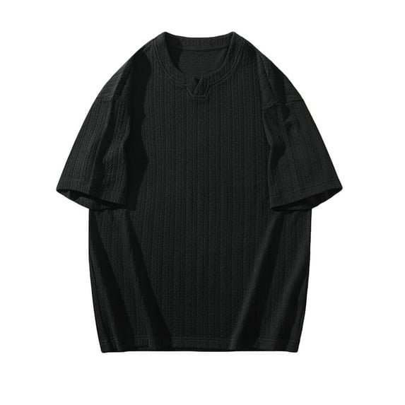 Dwaogom Men's V-Neck Solid Color Thin Fashion Pullover Short-Sleeved Shirt Men's Premium Graphic Tank Tops Fashion Polo Shirts For Men