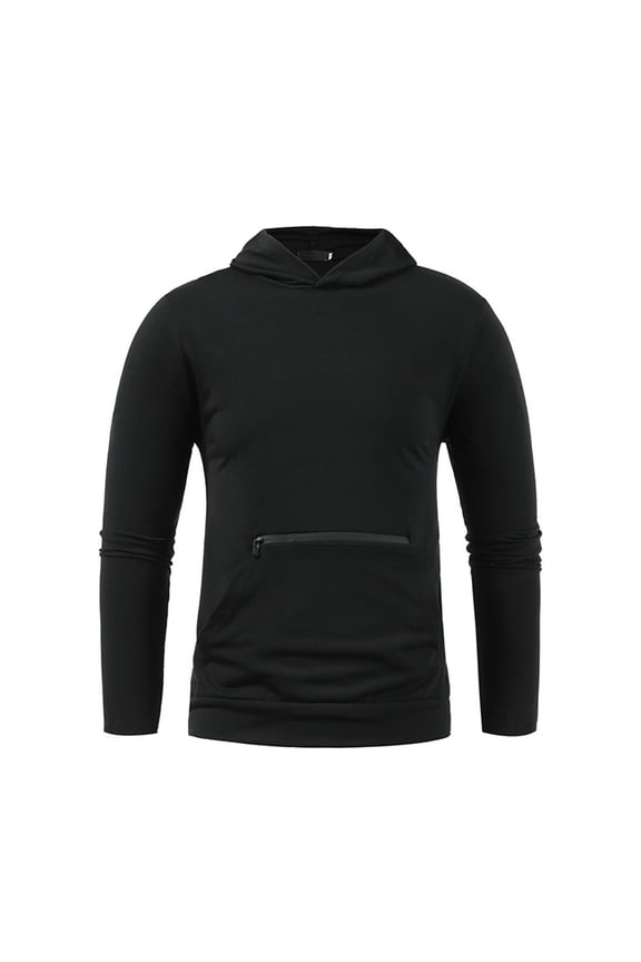 Men's Winter Men's Casual Double Pocket Hooded T-shirt Thin Solid Color Sports T-shirt Sweatshirts Men's Slim Fit Athletic Muscle Tops Guy Wearing Tank Top Baggy Tank Top For Men