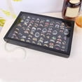 thumbnail image 1 of zttd 100 slots jewelry ring earrings storage box, ring organizer display case with transparent lid jewelry rings earrings holder tray showcase for girls and women, 1 of 1