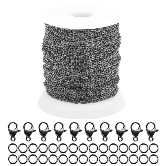 zttd 32.8 feet chain link thin stainless steel chain spool bulk necklace with lobster clasp and rings for jewelry making diy bracelet anklet a