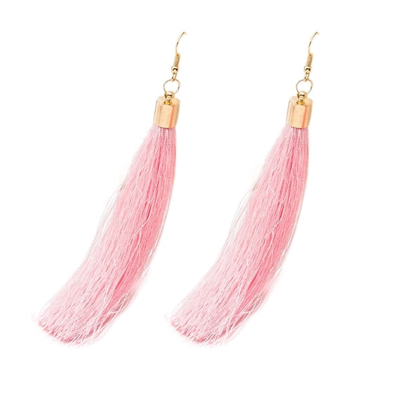 zttd bohemian earrings women long tassel fringe dangle earrings pink a