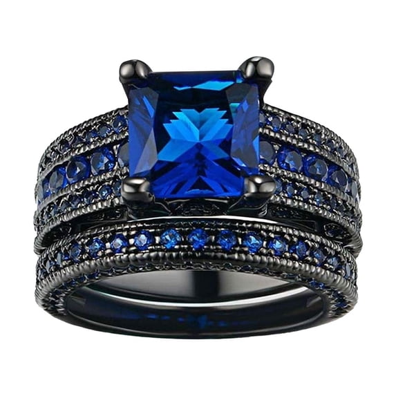 zttd couple ring bridal set his hers black gold plated pink blue stainless steel wedding ring band set