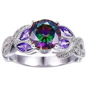 zttd fashion 925 silver jewelry mystic topa z women wedding engagement ring size 6-10 a