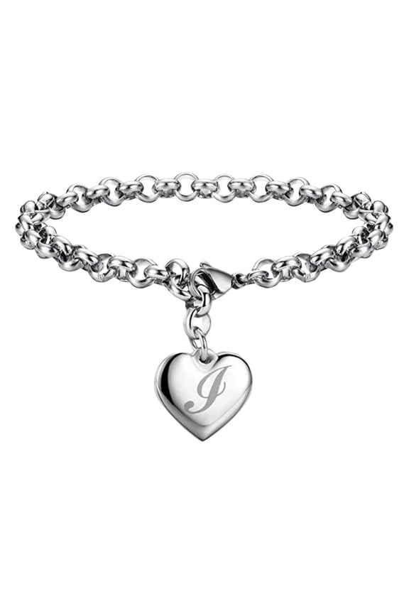 fashion initial charm bracelets for teen girls stainless steel heart charm bracelets for women 26 letters alphabet bracelet jewelry gifts for teenage girls