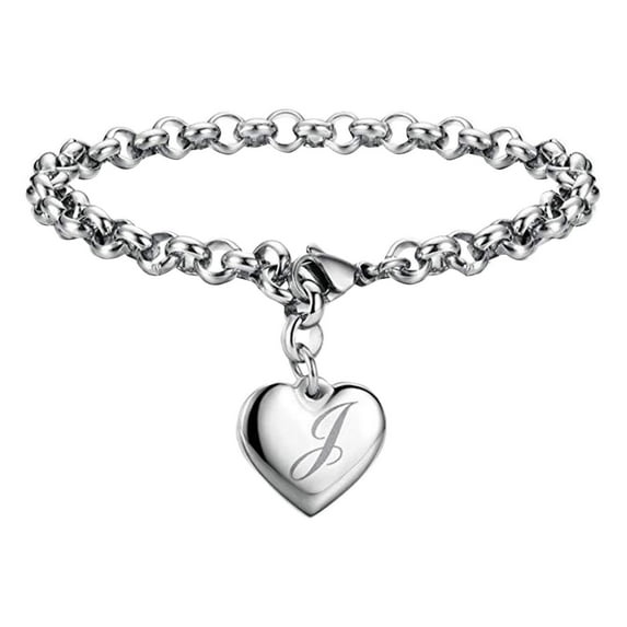 zttd fashion initial charm bracelets for teen girls stainless steel heart charm bracelets for women 26 letters alphabet bracelet jewelry gifts for teenage girls
