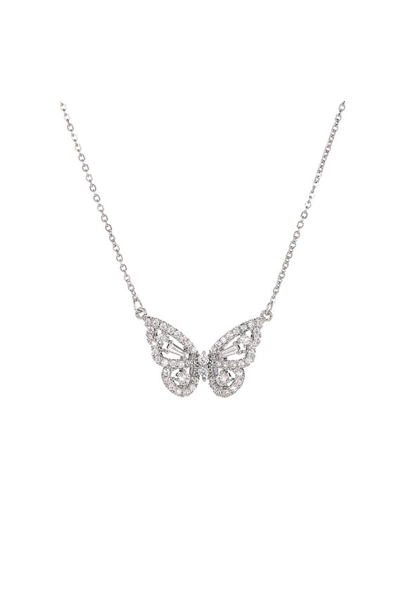 fashion jewelry women elegant gold silver plating butterfly necklace rhinestone butterfly necklace
