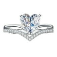 thumbnail image 1 of zttd fashion love shaped big rhinestone ring diamond love ring elegant geometry rhinestone ring full diamond rings for women size 5 11, 1 of 6