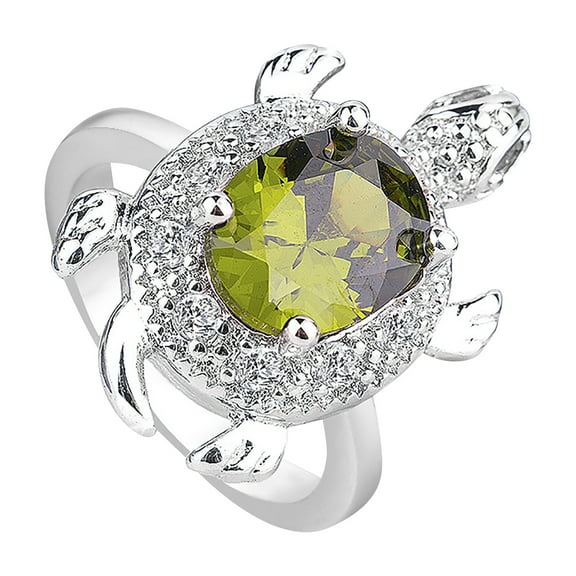 zttd fashion sterling silver turtle ring green opal ring turtle jewelry longevity gift