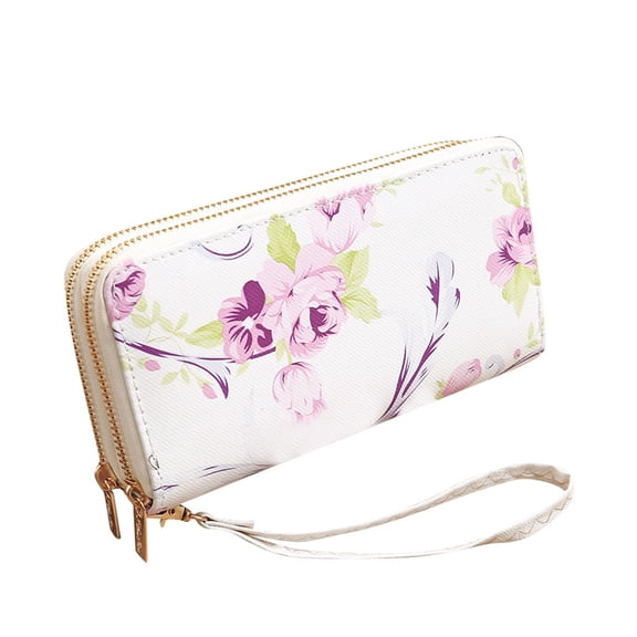 zttd fashion trend solid color long rose pattern women' s card bag wallet a