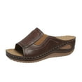 thumbnail image 1 of zttd ladies fashion solid color leather open toe wedge heel platform casual sandals women's slipper a, 1 of 8