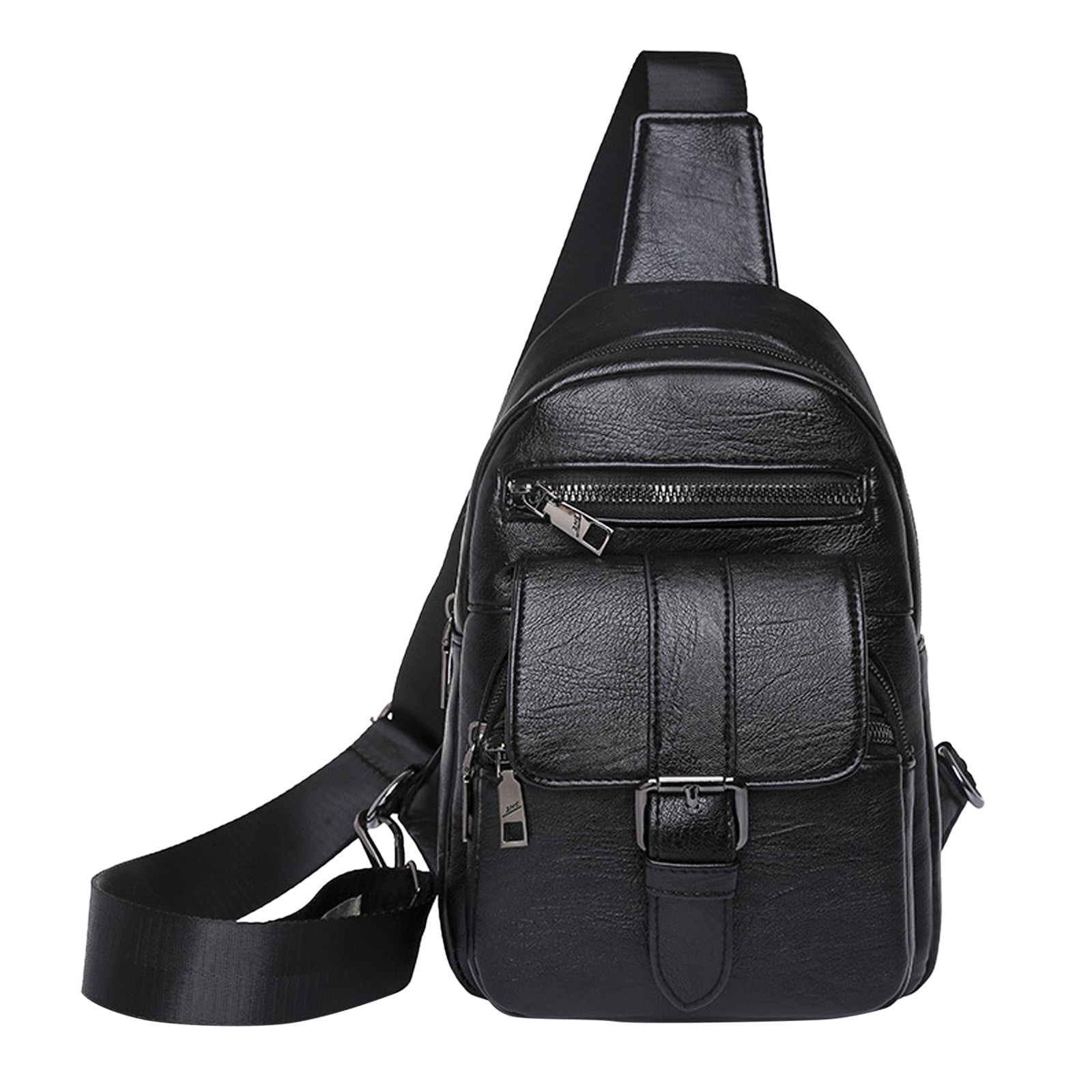 zttd men and women chest bag sling bag small crossbody pu leather ...