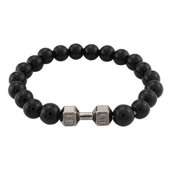 zttd natural stone volcanic rock beads metal dumbbell versatile beads bracelet bangle jewelry for women men