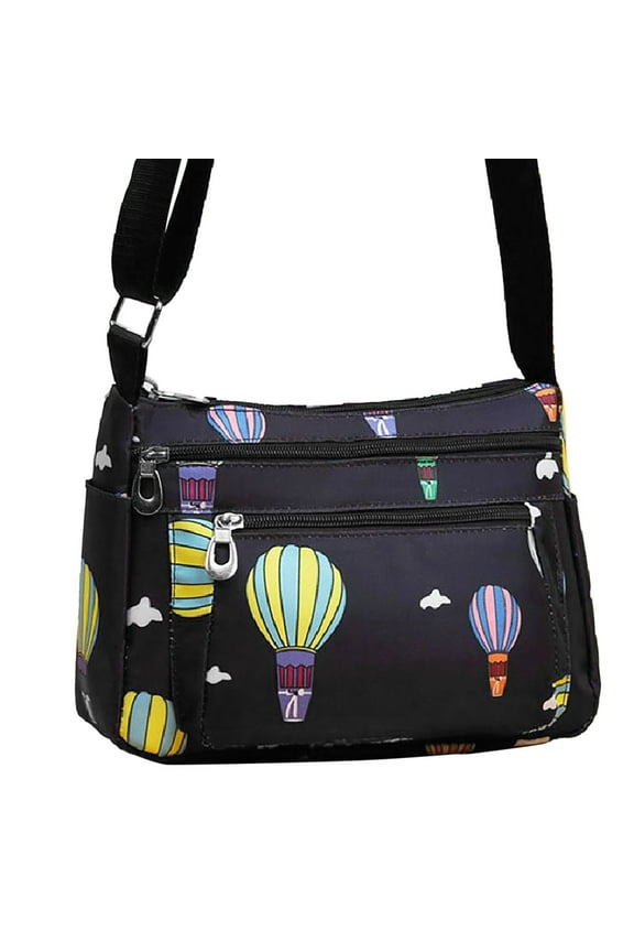 new women's casual nylon cloth zipper crossbody fashion versatile one shoulder small flower bag a