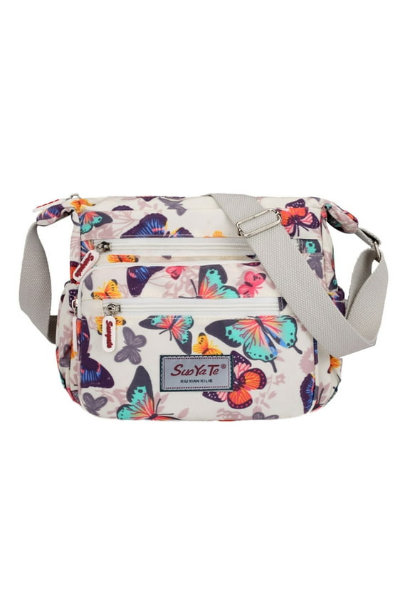 nylon floral crossbody bag for women travel handbags with adjustable strap a