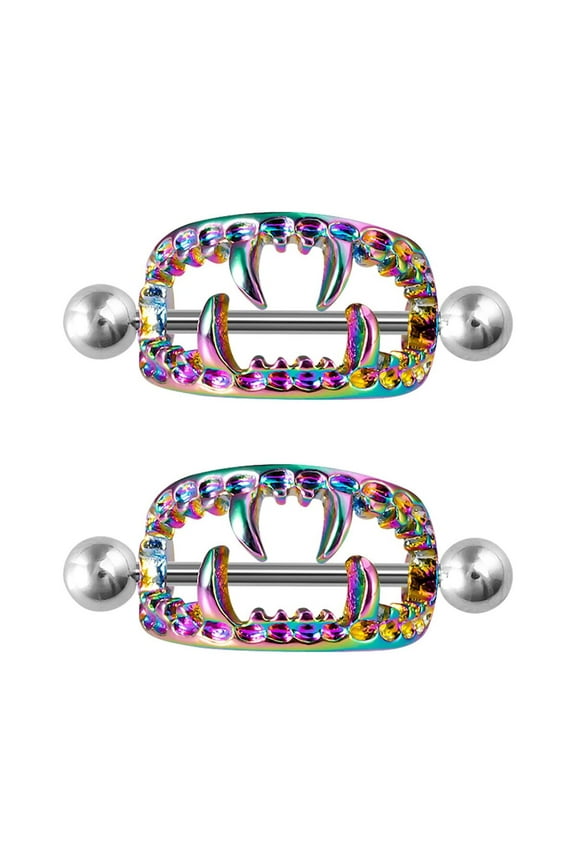 pair nipple shields fangs design body jewelry steel barbell rings body jewelry accessories for women girls