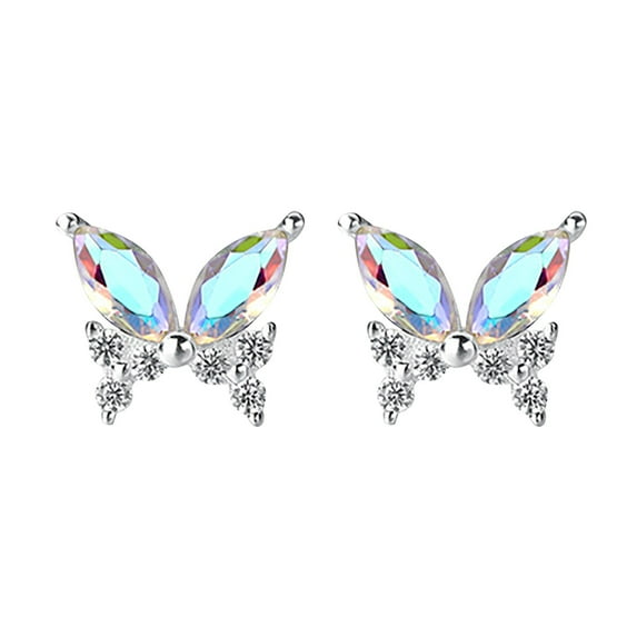 zttd s925 sterling silver colorful zircon butterfly earrings colorful flash exquisite earrings