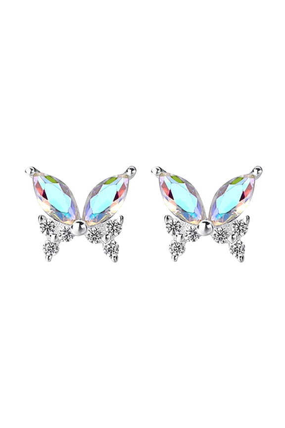 s925 sterling silver colorful zircon butterfly earrings colorful flash exquisite earrings