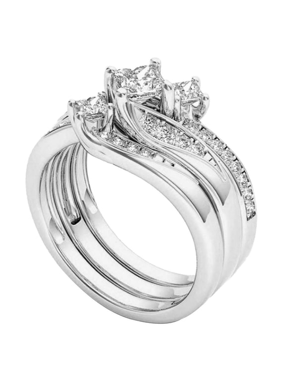 silver gold promise rings delicate design knot set Rhinestone fashion ring light high grade ring - size 5~11