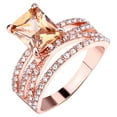 thumbnail image 1 of zttd simple temperament diamond geometric square rose gold ring jewelry - size 5~11, 1 of 5