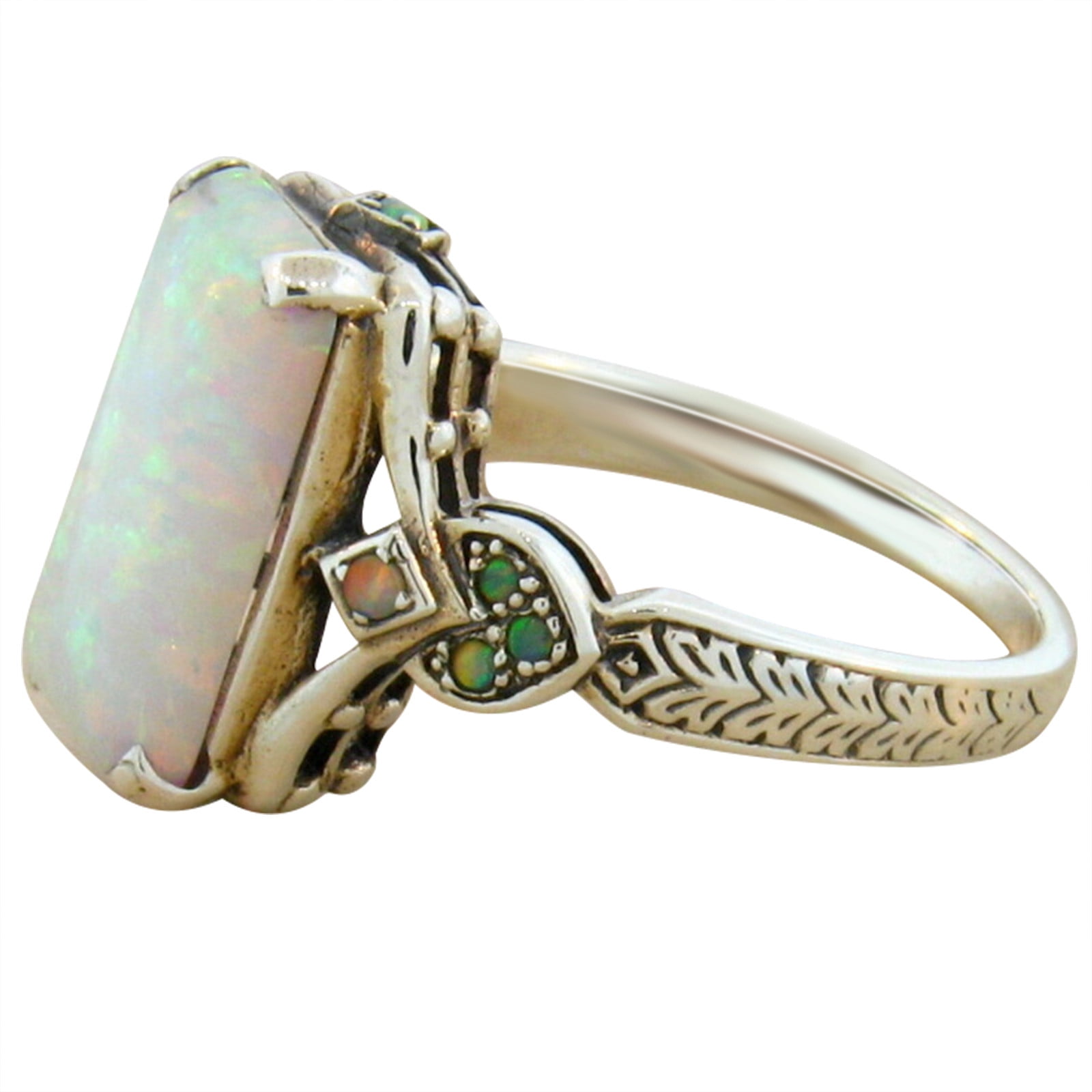 zttd square white opal antique silver ring jewelry engaged ring for ...