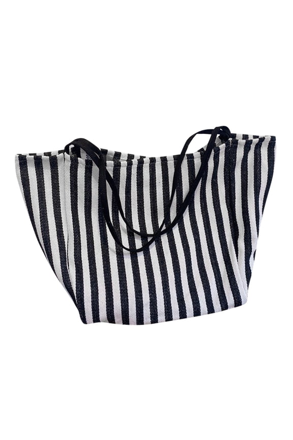 striped bag big canvas tote bag for women summer beach classical fabric soft large handbag female large casual top handle bag