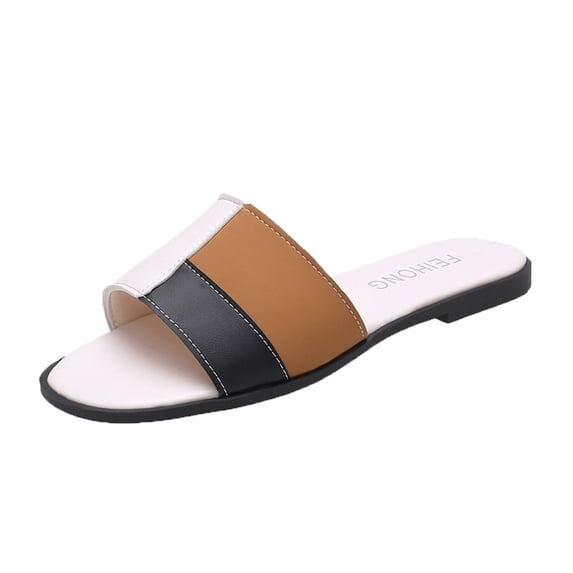 zttd summer fashion womens casual shoes folded leather bohemian open toe flat slippers women's slipper a