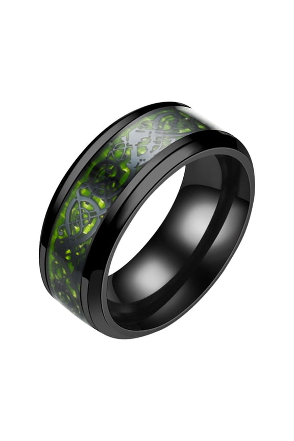 titanium steel dragon ring with silver golden dragon stainless steel ring - size 6~12