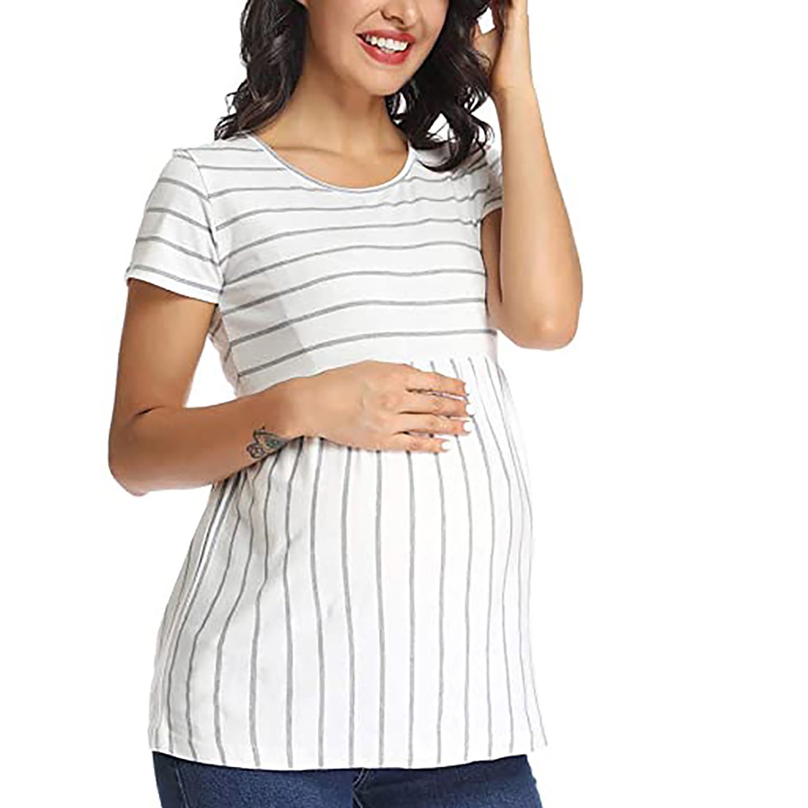 zttd women maternity short sleeve fashion print tops pregnancy t-shirt clothes