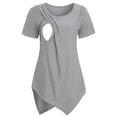 thumbnail image 1 of zttd women maternity short sleeve irregular hem nursing t-shirt top for breastfeeding blouse, 1 of 7