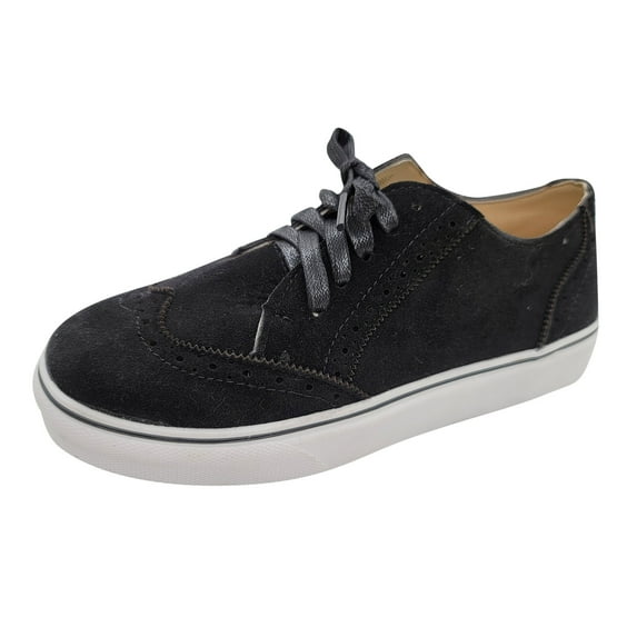 zttd women's fashion casual flock round oxford lace up flat single shoes