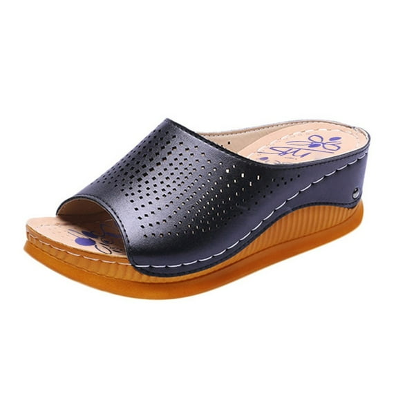 zttd women's wedges slippers fashion heeled shoes hollow casual fish mouth slippers women's slipper a