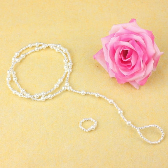zttd womens beach imitation pearl barefoot sandal foot jewelry anklet chain ankle bracelet