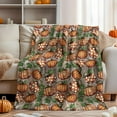 thumbnail image 1 of zuhoeo Fall Flannel Blanket Throw, Orange Wood Plank Grain Pot Pumpkin Soft Fuzzy Plush Cozy Fleece Blankets for Couch Sofa Bed Lounging, Ideal Gifts for Kids Adults Wife Self, 50x60, 1 of 6