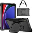 thumbnail image 1 of zukof Case for Samsung Galaxy Tab S10 FE/S9 FE 5G (10.9 inch), Rugged Armor Heavy Duty Hybrid Cover with Adjustable Stand and Handle (Black/Black), 1 of 5