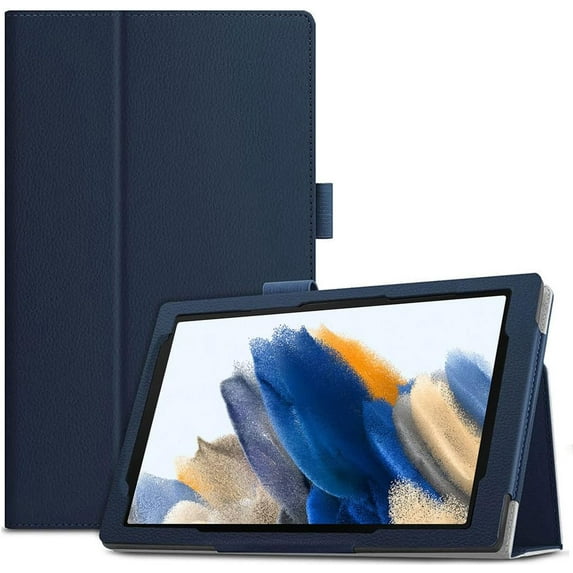 zukof Folio Stand Case for Samsung Galaxy Tab A8 10.5 Inch 2022 Model (SM-X200/X205/X207) - Slim Magnetic PU Leather Protective Case Cover + 1 Random Color Stylus (Navy Blue)