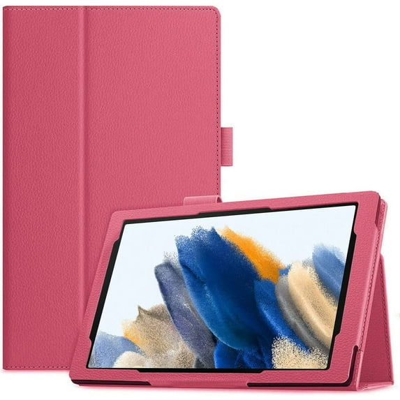 zukof Folio Stand Case for Samsung Galaxy Tab A8 10.5 Inch 2022 Model (SM-X200/X205/X207) - Slim Magnetic PU Leather Protective Case Cover + 1 Random Color Stylus (Pink)