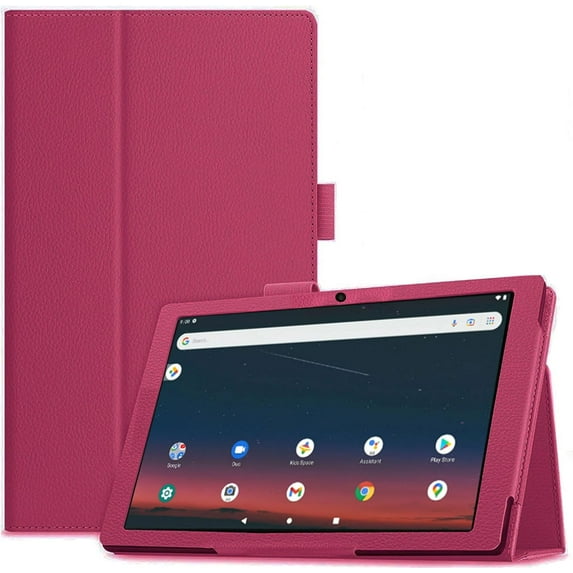 zukof Folio Stand Case for onn. 10.1" Tablet (2022 Model 100071485) - Slim Magnetic PU Leather Protective Case Cover + 1 Random Color Stylus (Pink)