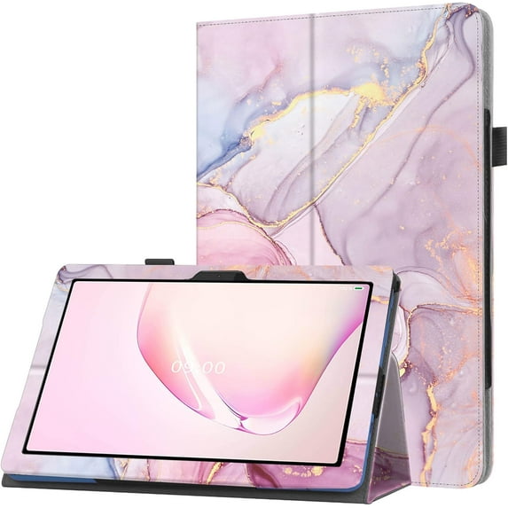 zukof Folio Stand Case for onn. 10.1" Tablet (2024 Model) - Lightweight Folding Slim PU Leather Protective Cover (Marble Pink)